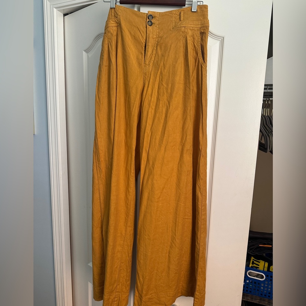 Anthropologie Yellow Wide Leg Pants